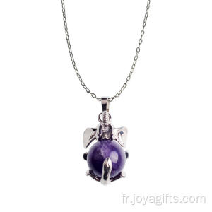 Collier ajustement avec pendentif éléphant reiki guérison améthyste